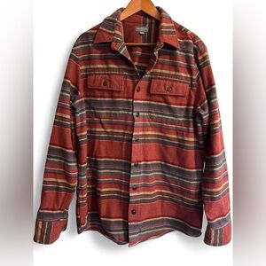 L.L. Bean Chamois Red and Brown Striped Flannel